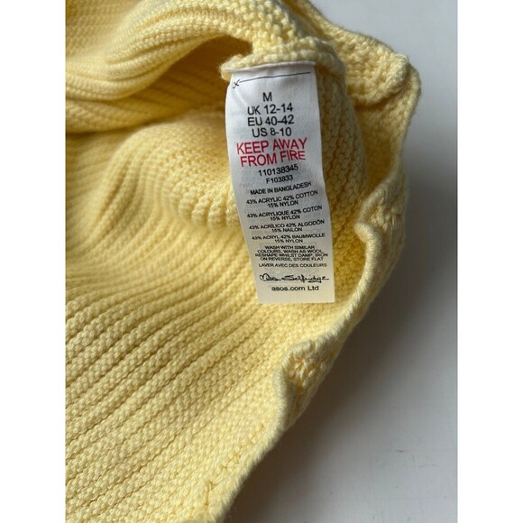 ASOS Miss Selfridge Crochet Knit Scallop Neck Ruched front cropped Yellow Top - Picture 4 of 7